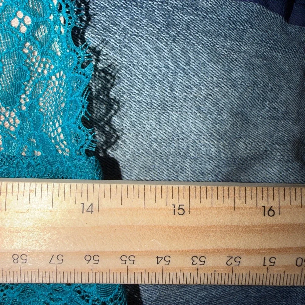 La Senza Medium Teal Satin Babydoll Slip Y2K 90s Romantic Coquette Boudoir Vamp
